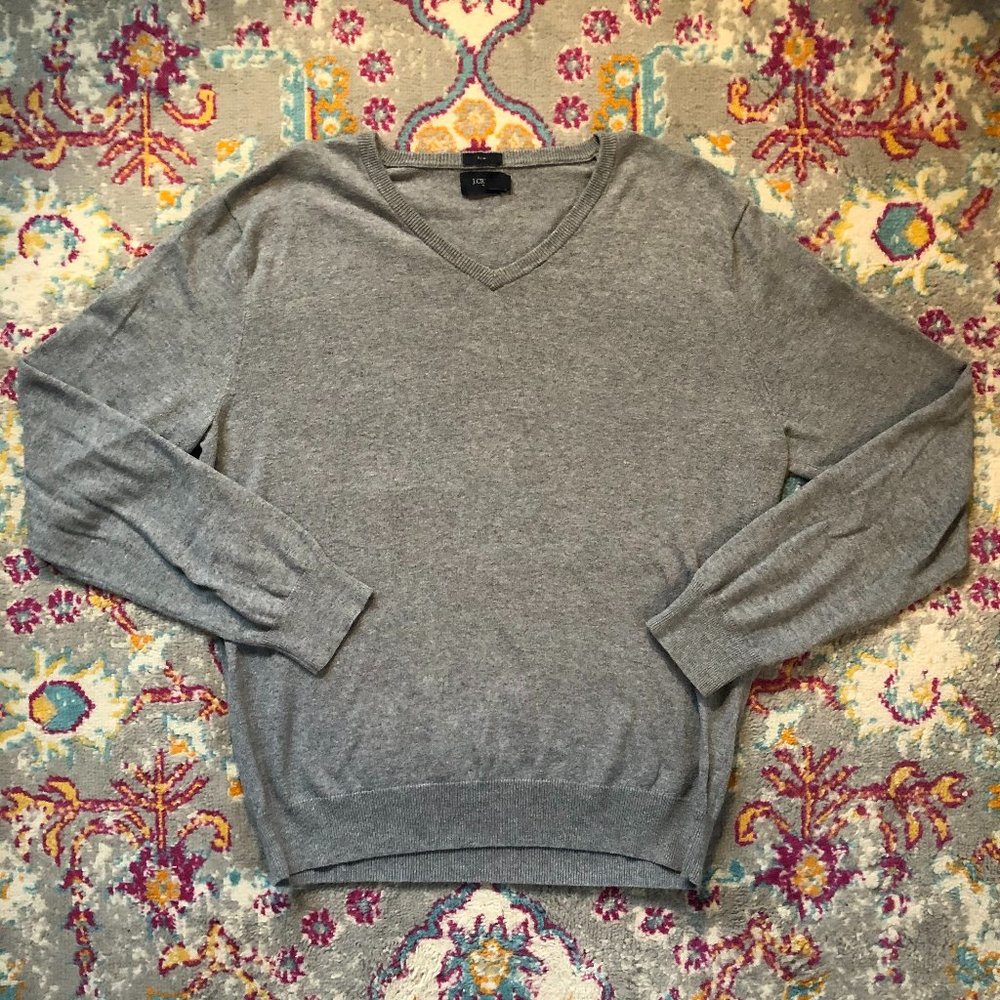 Men's L Gray J.Crew V-Neck Sweater